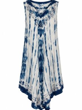 Exist Blue and White Tie-Dye Midi Dress